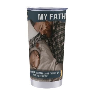 Regalos personalizados para papá - Vaso de café de viaje de 21 onzas personalizado con foto y letra