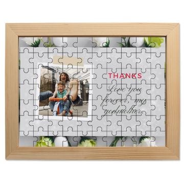Regali personalizzati per la madrina - Puzzle in legno da 70 pezzi con cornice personalizzata con foto e lettere