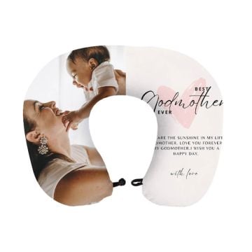 Regalos personalizados para madrina - Almohada para el cuello en forma de U de espuma viscoelástica personalizada con foto y letra