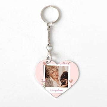 Regali personalizzati per la nonna - Portachiavi con foto a forma di cuore personalizzato con foto e lettere