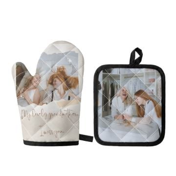 Regalos personalizados para las abuelas - Juego de manoplas y agarraderas para horno con foto personalizada