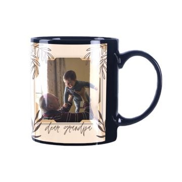 Cadeau personnalisé pour grand-père / papy - Tasse à café noire 11 oz avec poignée en forme de C personnalisée avec photo