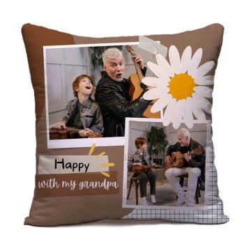 Personlig gave til bestefar - Lag ditt eget firkantet pute/putetrekk 40 x 40 cm (15,7" x 15,7") med bilde