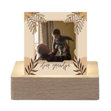 Regalos personalizados para el abuelo - Luz de noche de cristal cuadrada con foto personalizada