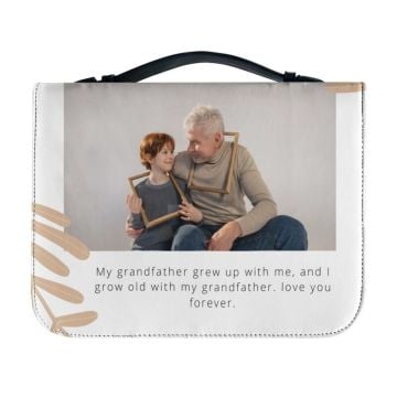 Personlig gave til bestefar - Design ditt eget Bible Cover Bag i PU-skinn med bilde