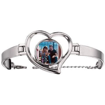 Personlig gave til henne / kvinner / jenter - Design ditt eget hjertemansjett-fotoarmbånd med bilde