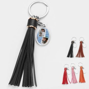 Personalized Gifts for Her / Women / Girls - Custom Leather Tassel Key Ring With Photos, Name, Design, etc.