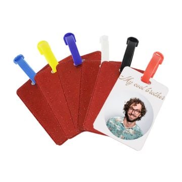Cadeau personnalisé pour lui / Hommes / Garçons - Étiquette de bagage rouge en simili cuir personnalisée avec photo