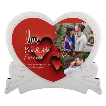 Regali personalizzati per il marito - Portafoto in legno a forma di cuore personalizzato con foto