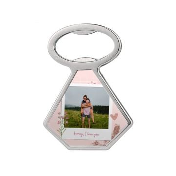 Personalisierte Geschenke für den Ehemann - Rautenförmiger Flaschenöffner mit Magnet und eigenem Foto selbst online gestalten