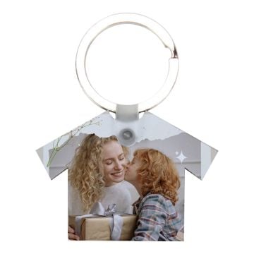 Regali personalizzati per bambini - Portachiavi in MDF a forma di stoffa personalizzata con foto e lettere