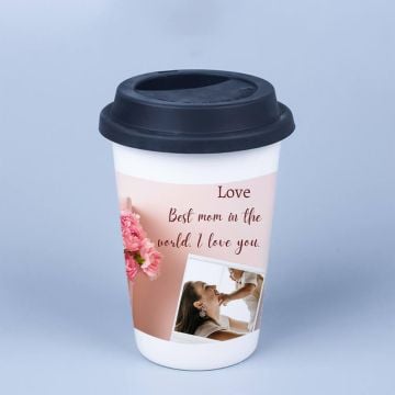 Regalos personalizados para mamá - Taza de Café Blanca 14 Oz con Tapa con foto personalizada