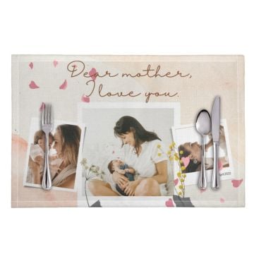 Regalos personalizados para mamá - Mantel individual de 12'' x 18'' (30,5 x 45,5 cm) personalizado con foto y letra
