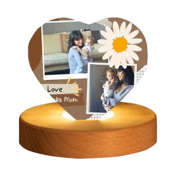Personalisierte Geschenke für Mama / Mutter - Personalisierte herzförmiges Kristalllicht mit Fotogravur mit Foto und Design selbst gestalten