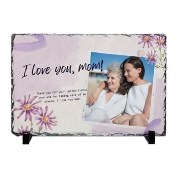 Regali personalizzati per la mamma - Cornice rettangolare sublimatica in ardesia personalizzata con foto