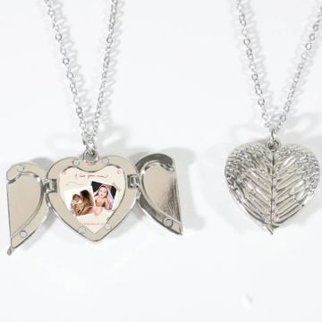 Regalos personalizados para mamá - Collar con medallón para fotografía bañado en plata con foto personalizada