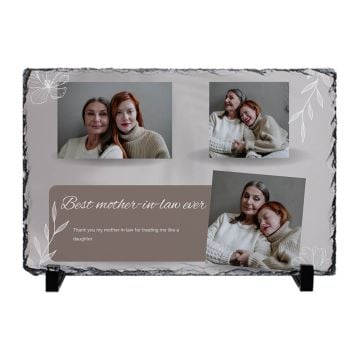 Regalos personalizados para suegra - Marco de fotos rectangular de roca de pizarra de sublimación personalizado con foto y letra