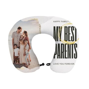 Regalos personalizados para padres - Almohada para el cuello en forma de U de espuma viscoelástica personalizada con foto y letra