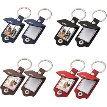 Regalos personalizados para padres - Llavero con foto de cuero personalizado con foto y letra