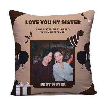 Regalos personalizados para hermanas - Almohada cuadrada/Funda de almohada 40 x 40 cm (15,7" x 15,7") con foto personalizada