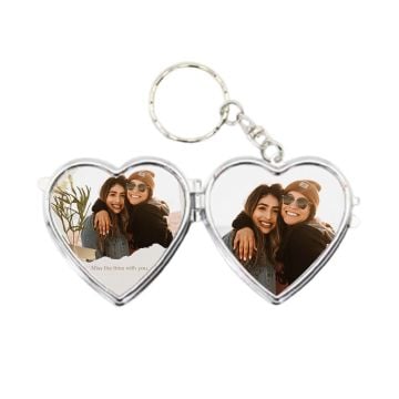 Regali personalizzati per la sorella - Specchio pieghevole a doppia faccia a forma di cuore personalizzato con foto e lettere