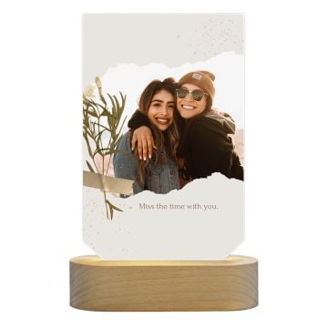 Regalos personalizados para hermanas - Luz nocturna acrílica 3D personalizada con foto y letra