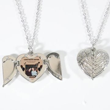 Regalos personalizados para hermanas - Collar con medallón para fotografía bañado en plata con foto personalizada