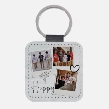Regalos personalizados para adolescentes - Llavero cuadrado de cuero suave personalizado con foto y letra