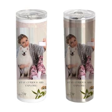Regalos personalizados para los amantes de la gastronomía - Vaso con pajita de acero inoxidable de 20 OZ con foto personalizada