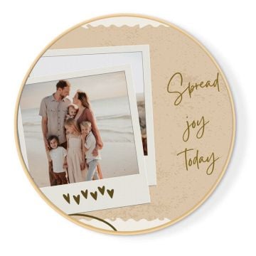 Regalos personalizados para el hogar - Obra de arte de pared de lienzo de forma redonda de 70 cm (27,6 ") de diámetro con foto personalizada