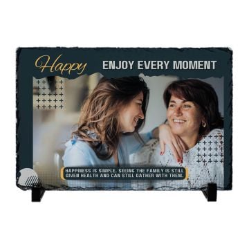 Regalos personalizados para el hogar - Marco de fotos rectangular de roca de pizarra de sublimación personalizado con foto y letra