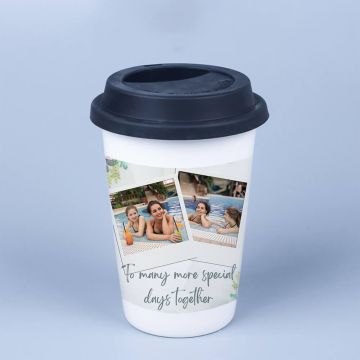 Regalos personalizados para el sentimentalista - Taza de Café Blanca 14 Oz con Tapa con foto personalizada