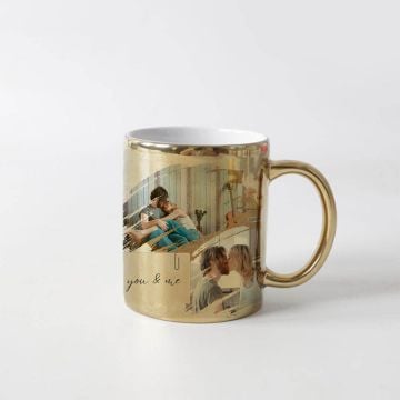 Regalos personalizados para el sentimentalista - Taza de café dorada de 11 onzas con foto personalizada
