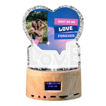 Regalos personalizados para el sentimentalista - Caja de música Bluetooth de cristal personalizada con foto y letra