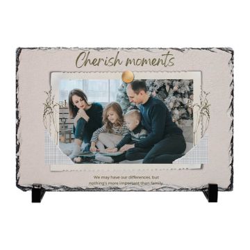 Regalos personalizados para el sentimentalista - Marco de fotos rectangular de roca de pizarra de sublimación personalizado con foto y letra