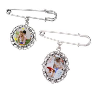 Regalos personalizados para el sentimentalista - Broche con dije de ramo con foto personalizado