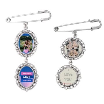 Regalos personalizados para el sentimentalista - Broche con dije de foto personalizado con foto y letra