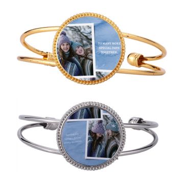 Regalos personalizados para el sentimentalista - Pulsera con foto y brazalete abierto redondo con foto personalizado