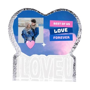 Cadeau personnalisé pour femme / épouses / maîtresse - Ornement en cristal gravé avec photo 3D personnalisée avec photo