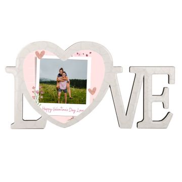 Regalos personalizados para esposa - Exhibición de fotos de madera LOVE con foto personalizada