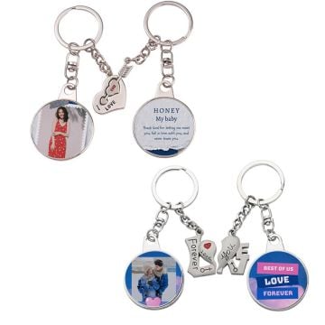 Personalized Gifts for Wife - Custom 2pcs Matching Keychains With Photos, Name, Design, etc.