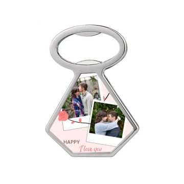 Personalized Gifts for Wife - Custom Diamond-shaped Bottle Opener with Magnet With Pictures, Name, Design, etc.