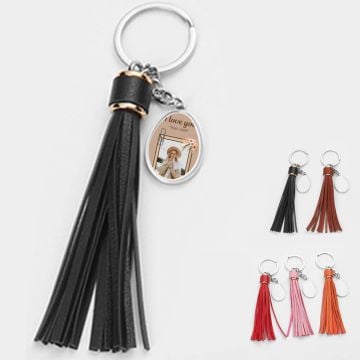 Personalized Gifts for Wife - Custom Leather Tassel Key Ring With Photos, Name, Design, etc.