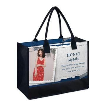 Personalized Gifts for Wife - Personalized Black-trimmed Canvas Tote Bag With Photos, Design, Texts, etc.