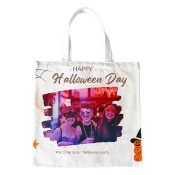 persoonallinen Halloween-lahja - Canvas-kangaskassi olkalaukku omalla kuvalla