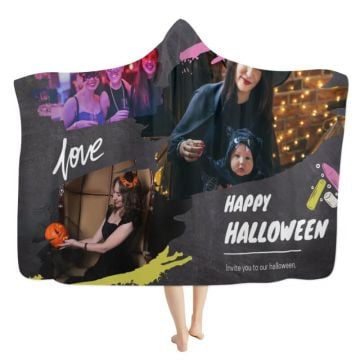 persoonallinen Halloween-lahja - tee oma paksuutettu hupullinen peitto omalla kuvalla