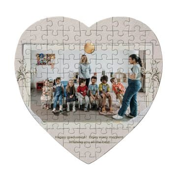 Regalos personalizados de despedida del jardín de infantes - Puzzle en Forma de Corazón 75 Piezas con foto personalizada