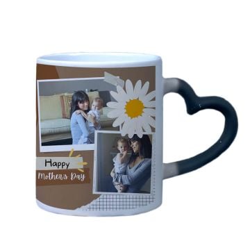 Personalisierte Muttertagsgeschenke - Matte Black Magic Mug 12 Oz Herzgriff mit eigenem Foto selbst online gestalten