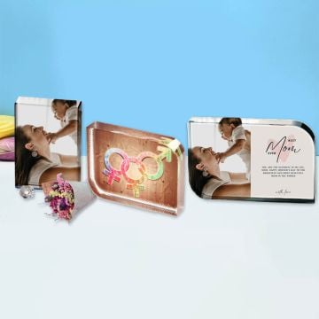 Regalos personalizados para el Día de la Madre - Cristal fotográfico grabado personalizado con foto y letra