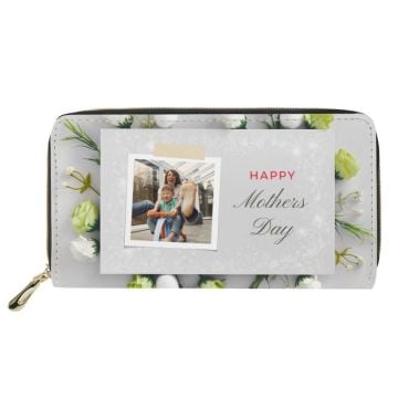 Personalisierte Muttertagsgeschenke - Personalisierte lange mehrlagige Geldbörse mit Reißverschluss mit Foto und Design selbst gestalten